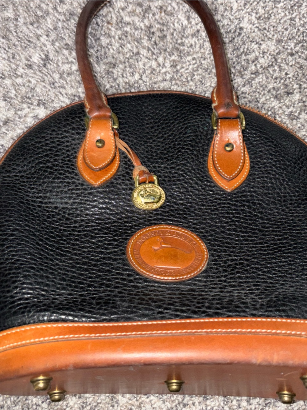 Black and Brown Leather Satchel Handbag